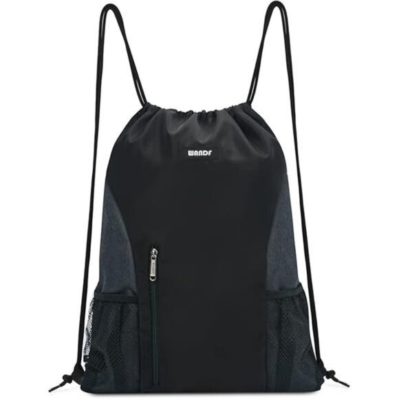 Drawstring Backpack Gym Sackpack with Mesh Pockets Water Resistant String Bag - Picture 7 of 7